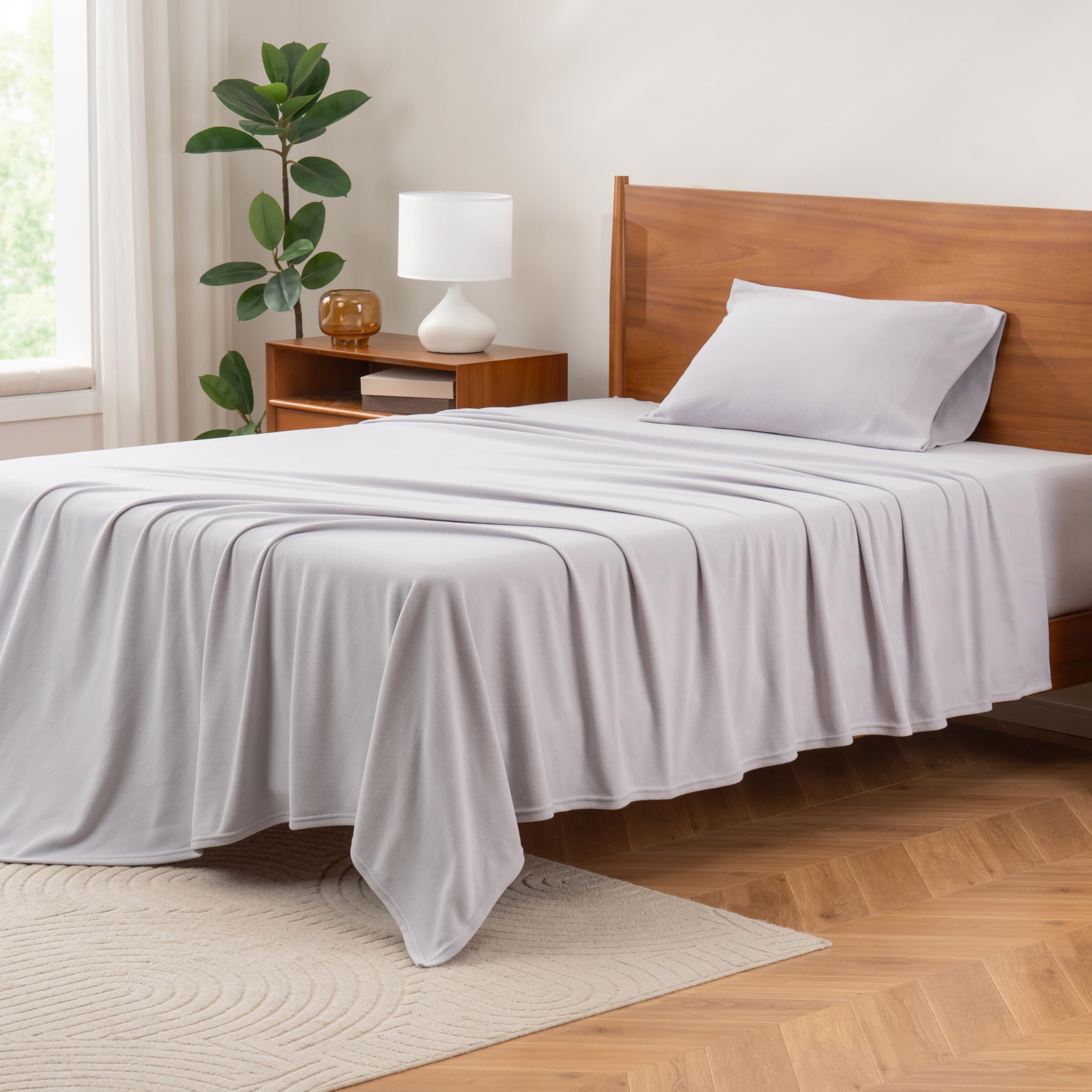 Berkshire Blanket Luxury Soft Microfleece Twin Sheet Set, Warm and Durable, All Season Sheet (Twin, Mindful Gray)