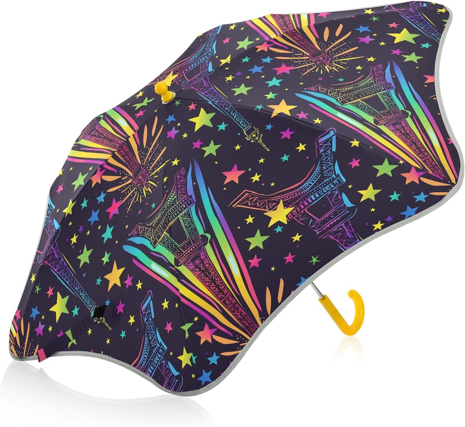 ALAZA Rainbow Eiffel Tower Stars Kids Umbrella for Girls Boys Toddler Children Rain & Sun Umbrella