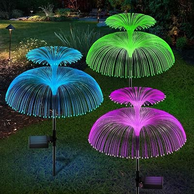 GIGAWATTS GW-905 Solar Jellyfish Garden Light 600mAh Battery Fibre Optic Fountain LED BIS Approved IP65 Waterproof Outdo