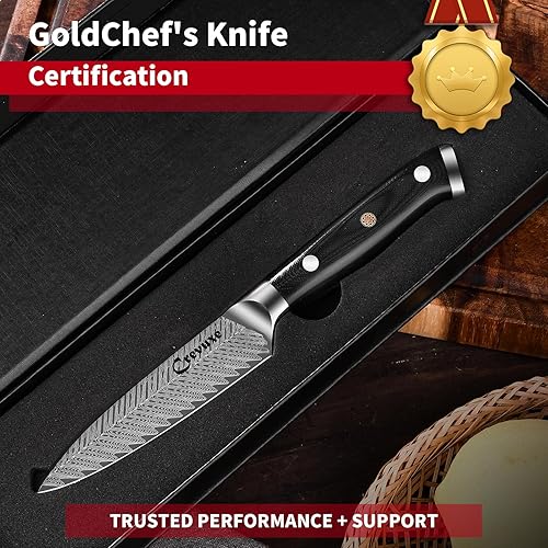 Miniatura 6 de Cuchillo de fruta Sharp de 4 pulgadas, cuchillo de pelar profesional de la serie YI, cuchillos de cocina alemán de alto carbono de espiga completa