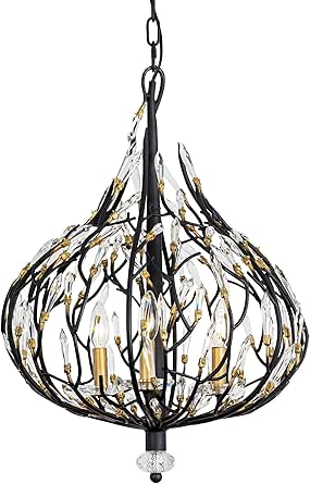 Varaluz Bask 3-Lt Crystal Pendant - Matte Black/French Gold
