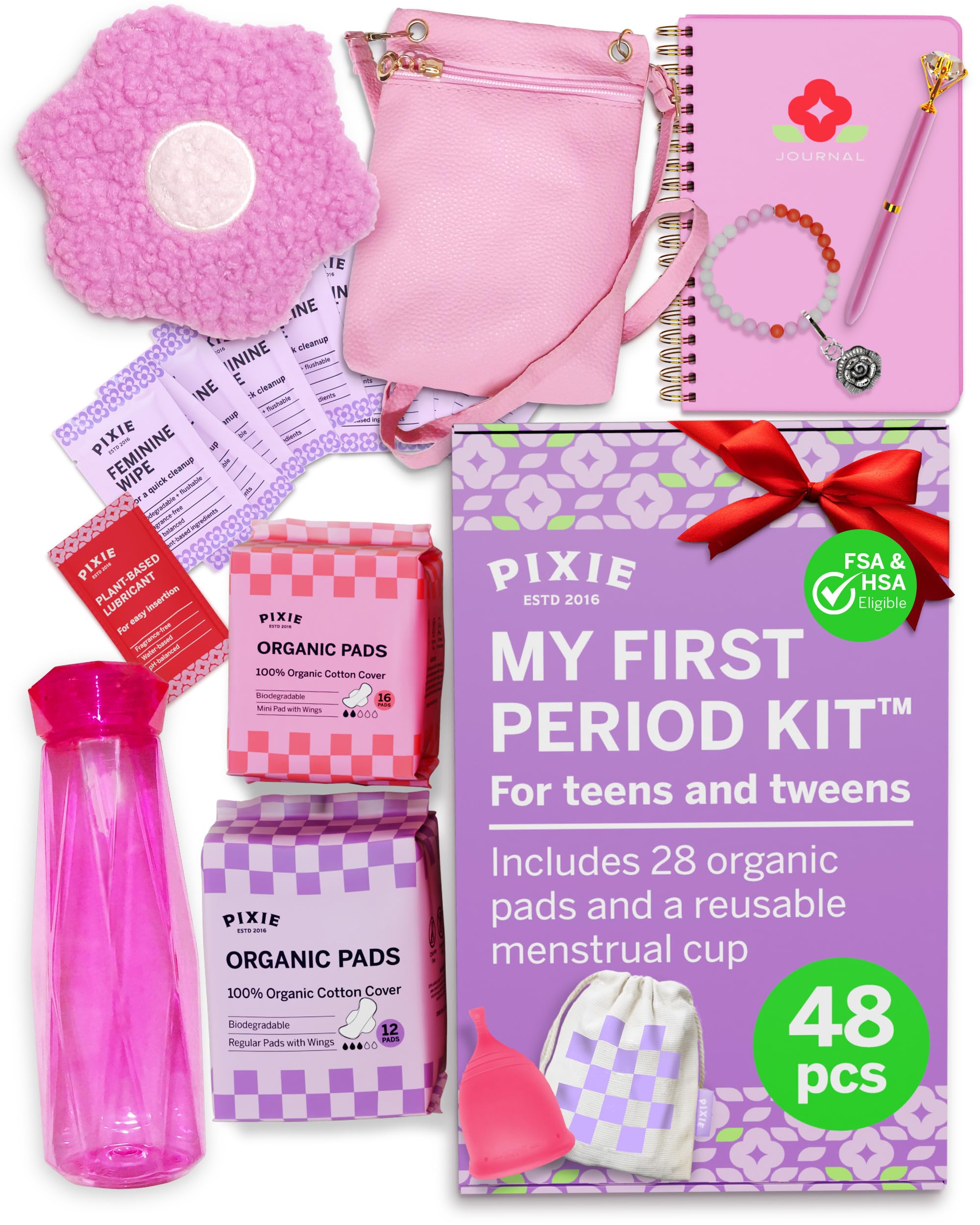 First Period Kit for Girls 9-12 - Ranked 1 for Comfortable & Organic Teen Pads - Tween Girls Trendy Stuff & Teen Girls Gifts - Biodegradable Absorbent Pads - Thoughtfully Designed for Tweens