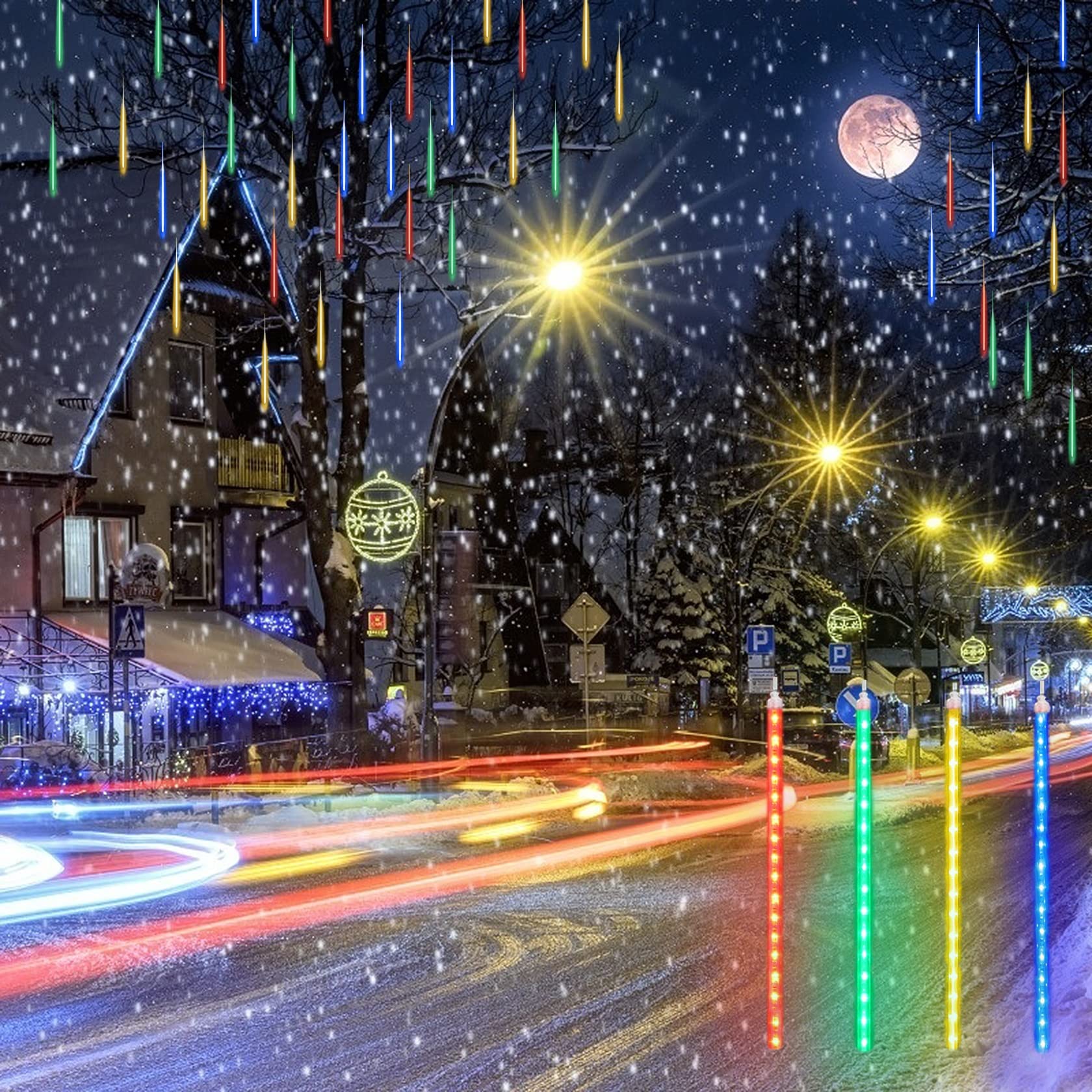 Number-one Guirlande Lumineuse De Pluie De Météores à 8 Tubes De 30 Cm