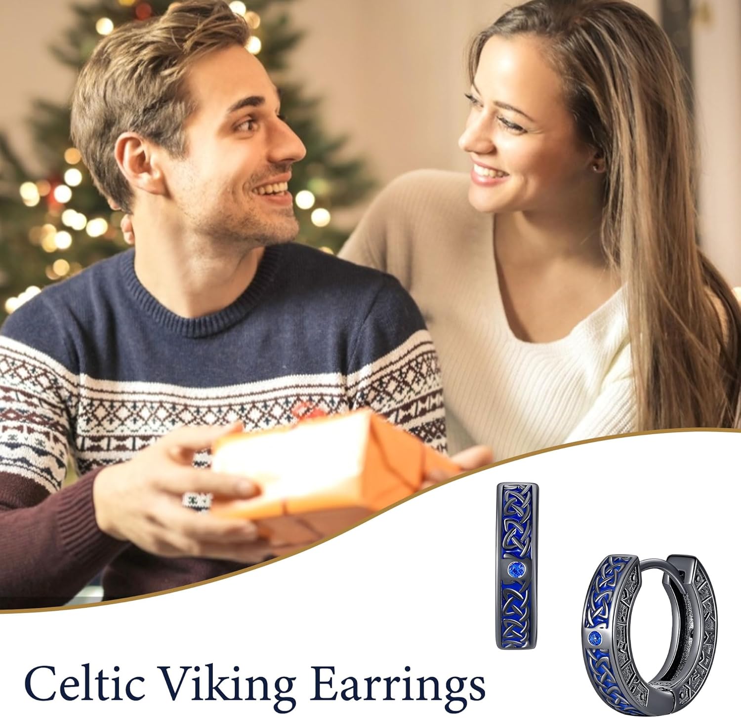 Viking Hoop Earrings for Men Women S925 Steling Silver Hypoallergenic Cool Norse Viking Runes Jewelry Gifts - Image 7