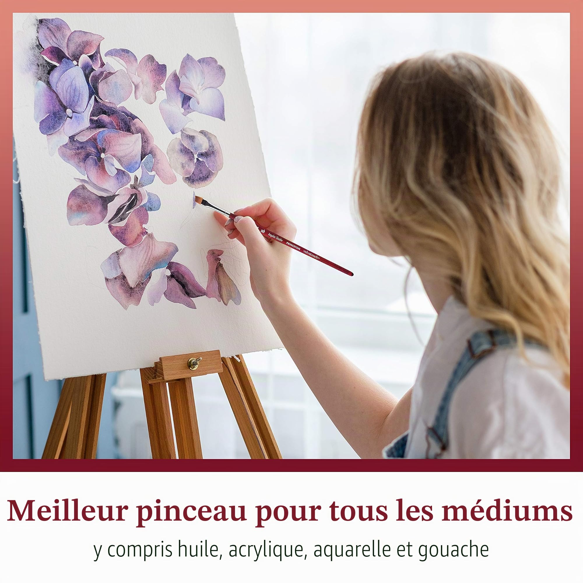 Princeton Velvetouch, série 3950, Pinceau pour Acrylique, Huile et Aquarelle, Lot de 5 Spotter 5/0, Angle Shader ¼, Rond 8, Filbert 8, Rond 2