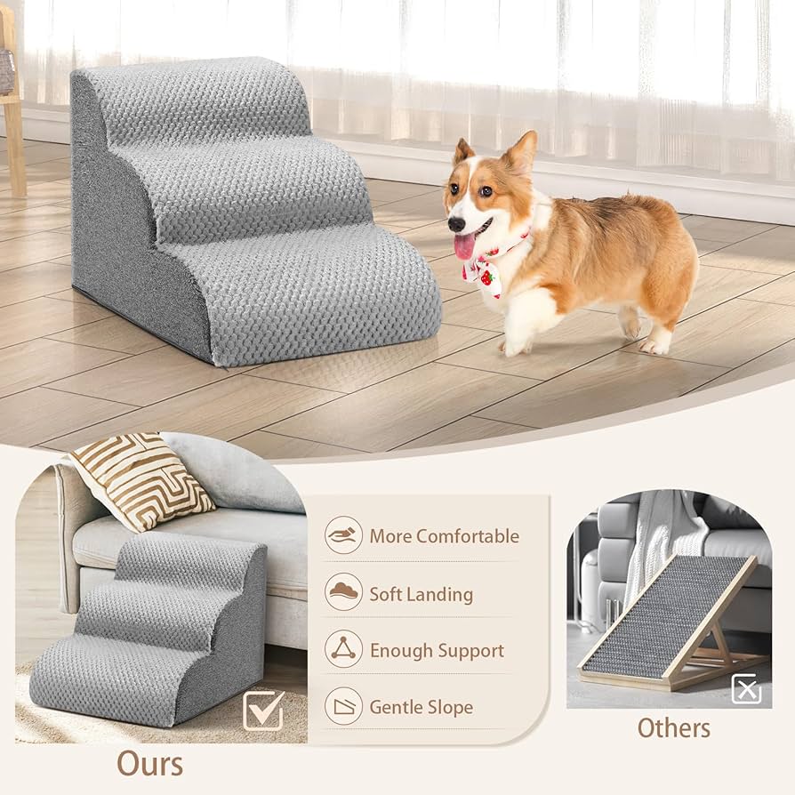 Dog Step SenDeluz S For Bed Sofa, Easy Climb Dog Cat Ramp Steps