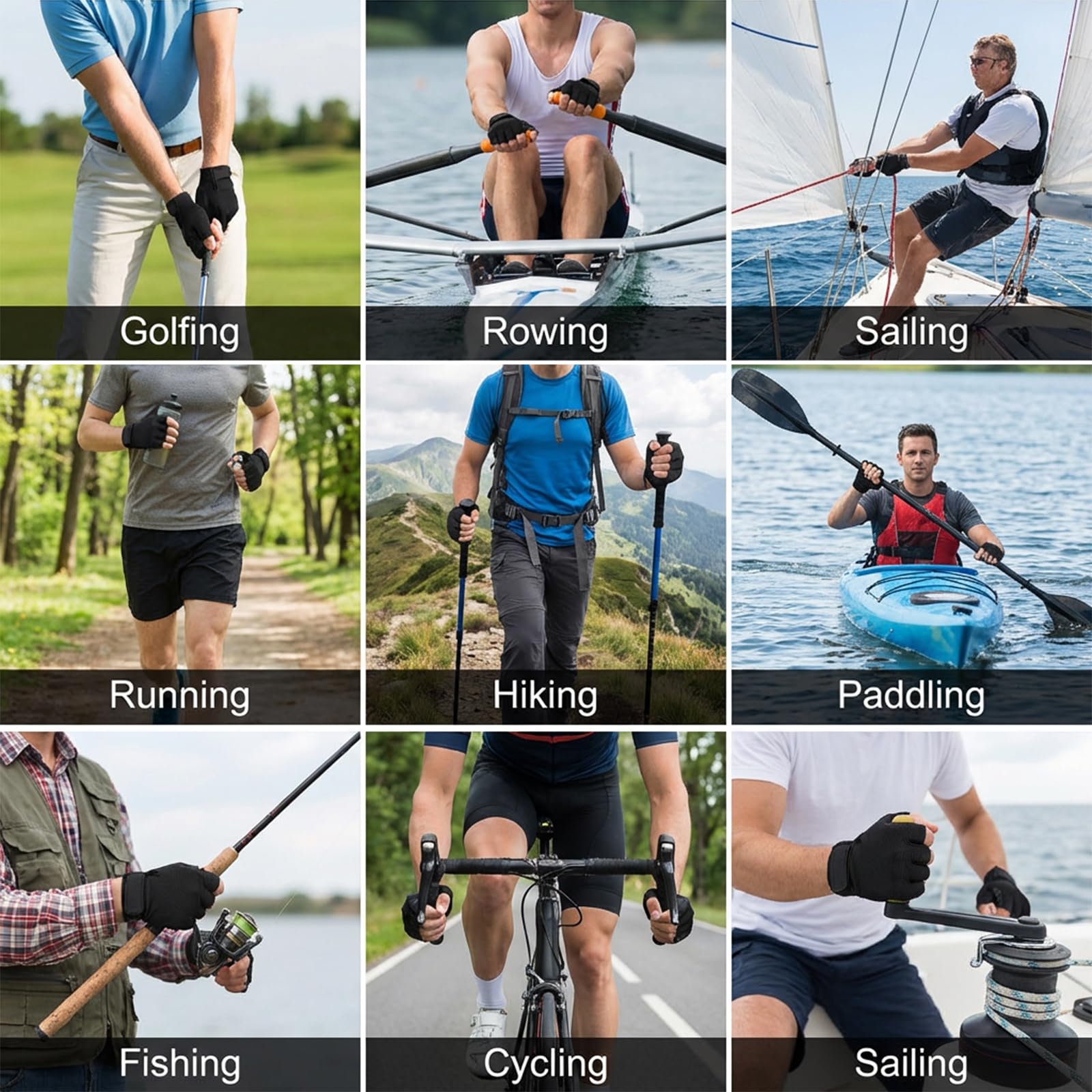 Rękawiczki bez palców, antypoślizgowe, bez palców, rękawice rowerowe, oddychające rękawice sportowe do jazdy samochodem, jazdy na rowerze i wędkowania