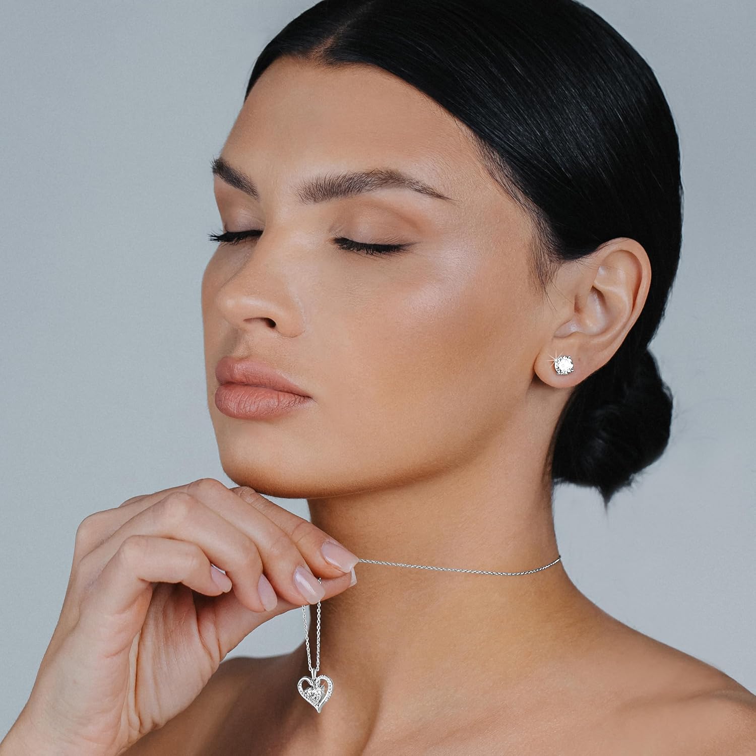 Valentines Day Moissanite Pendant Necklace for Women – 925 Sterling Silver Necklace for Women Heart Swan Pendant, Dainty Silver Jewelry Gift Box for Mom Wife Girlfriend – Birthday Anniversary - Image 7