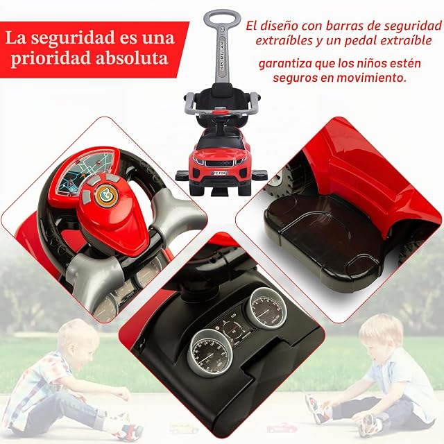 Foto 3 de 8 de COIL Coche Antideslizante A Partir De 1 Año Con Barra Deslizante 614 W - Diseño 3 En 1 - Accesorios Bobby Car