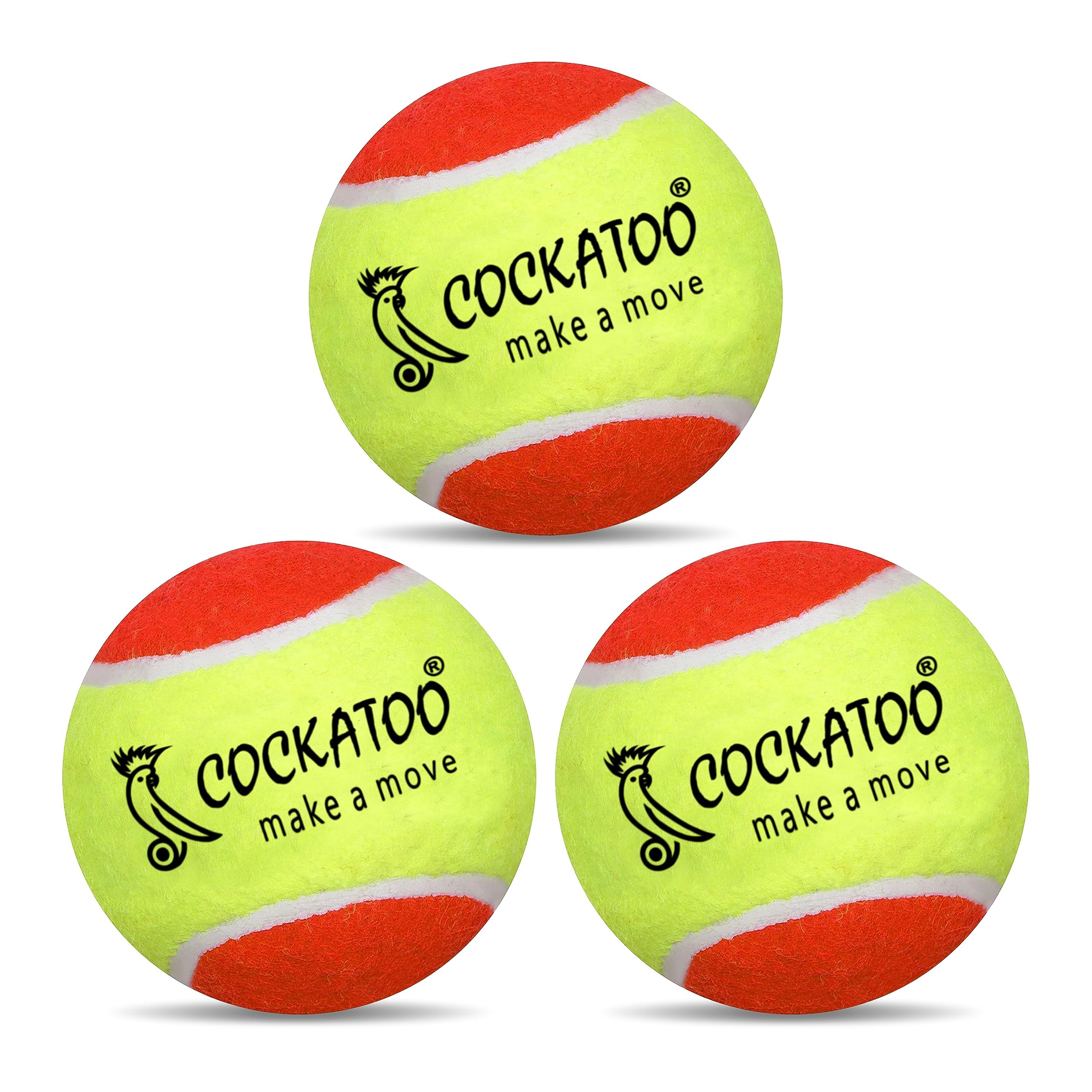 Cockatoo Rubber Cricket Tennis Ball, Construction of Tennis Ball for Cricket for Optimal Performance,Suitable for All Skill Levels. (120 Gr Per Ball -Pack of 3-Yellow Orange) (B0C96WQW8Y) Amazon Price History, Amazon Price Tracker