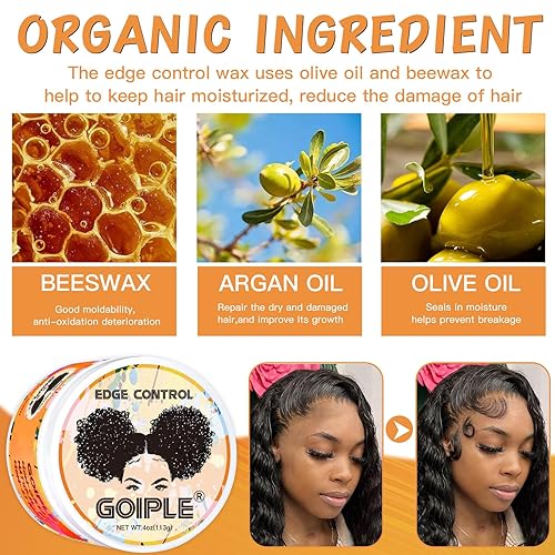 Miniatura 2 de Cera de control de bordes para mujeres negras, agarre fuerte, no graso más suave para cabello negro, sin escamas ni residuos blancos, gel para el
