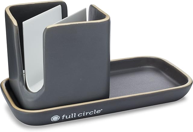 Full Circle Kitchen Sink Accessories, Ceramic, Gray and White, 1 Count (Pack of 1)