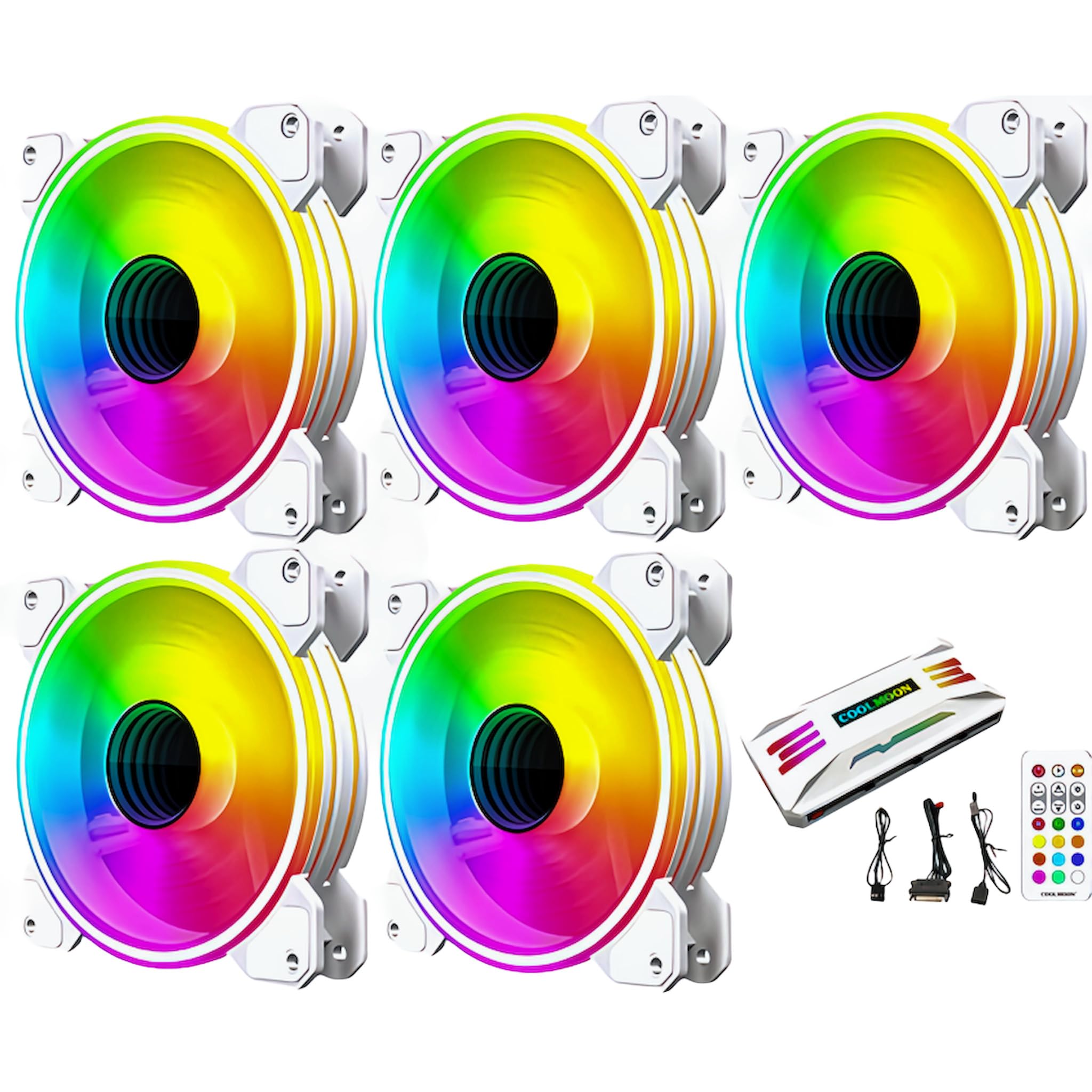 【Small Lab】COOLMOON PC Case Fan 10 pcs Small Lab] COOLMOON PC Case Fan Set of 5 4 Pin PWM LED ARGB 5v 3pin