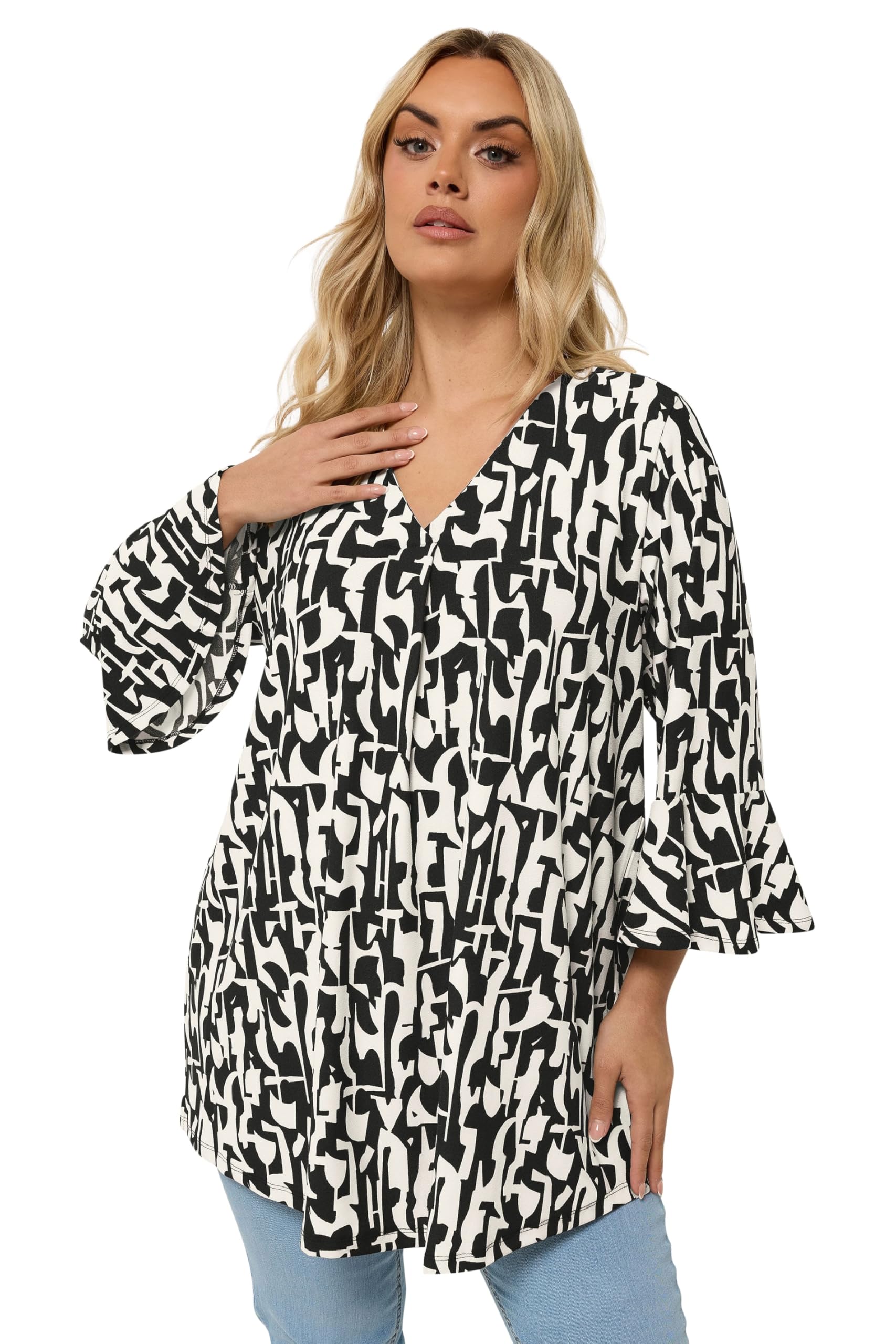 Yours Women's Multi Abstract V-Neck Top Size 22-24