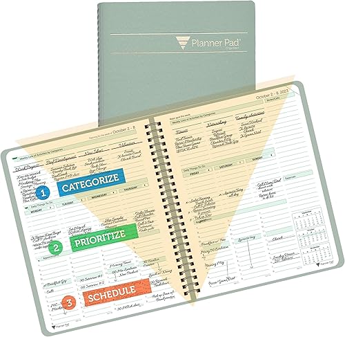Planner Pad Organizador de embudo de 3 niveles encuadernado en espiral, 12 meses, inicio del 1 de octubre (octubre de 2023 a septiembre de 2024),