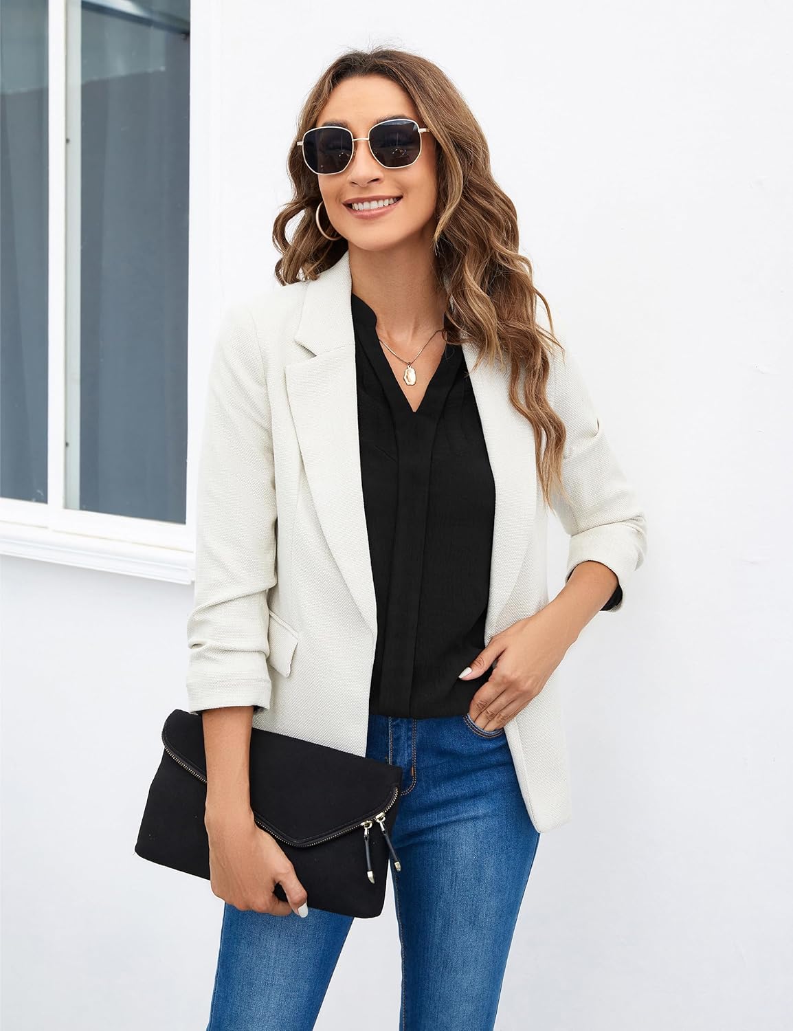 Blooming Jelly Women's Dressy Casual Blouses Business Long Sleeve Shirts V Neck Work Tops Fall Fashion Outfits - Image 6