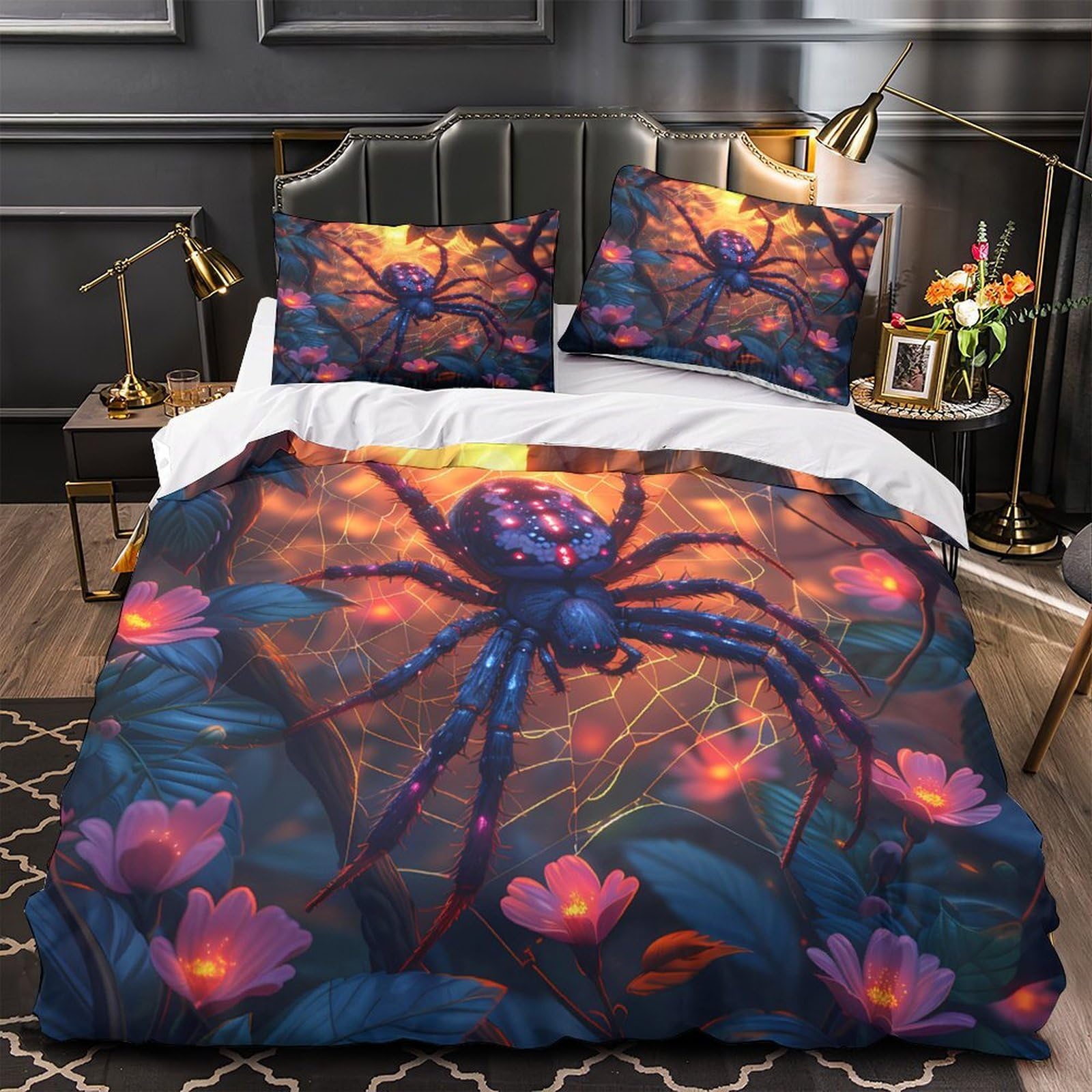 Parure de lit araignée mystique confortable pour lit simple enfant