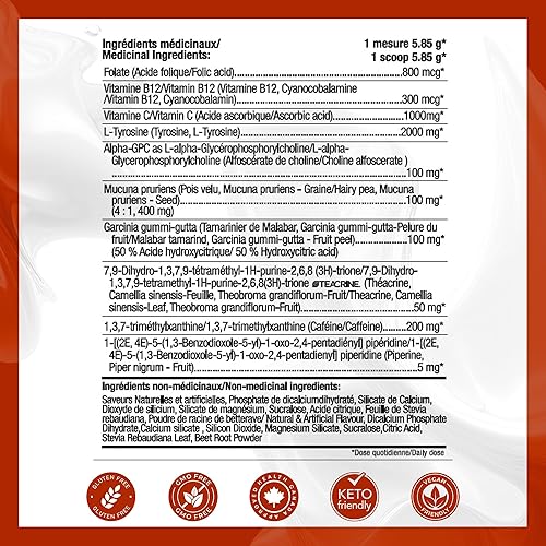 Miniatura 7 de Suplemento cerebral nootrópico para energía, concentración y estado de ánimo con cafeína, L-tirosina, teacrina y alfa GPC - para jugadores,