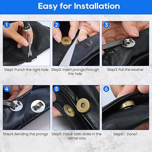 Miniatura 5 de 40 juegos de cierres magnéticos de 4 colores con herramientas de instalación, cierres magnéticos de cierre incluyen 3 herramientas de ajuste para