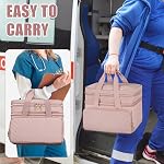 Yarwo Double-Layer First Trousse d'aide Sac vide, sac de rangement médical portable avec 5 Diviseurs sur mesure et fermetures à glissières pour les fournitures de soins de plein air d'urgence à domicile, rose