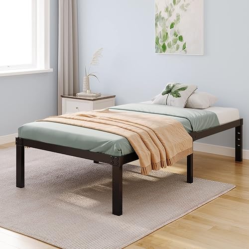 Miniatura 31 de Base de cama matrimonial con cabecero, almacenamiento compatible, no necesita somier, tamaño negro, plataforma de metal resistente, marco de cama,