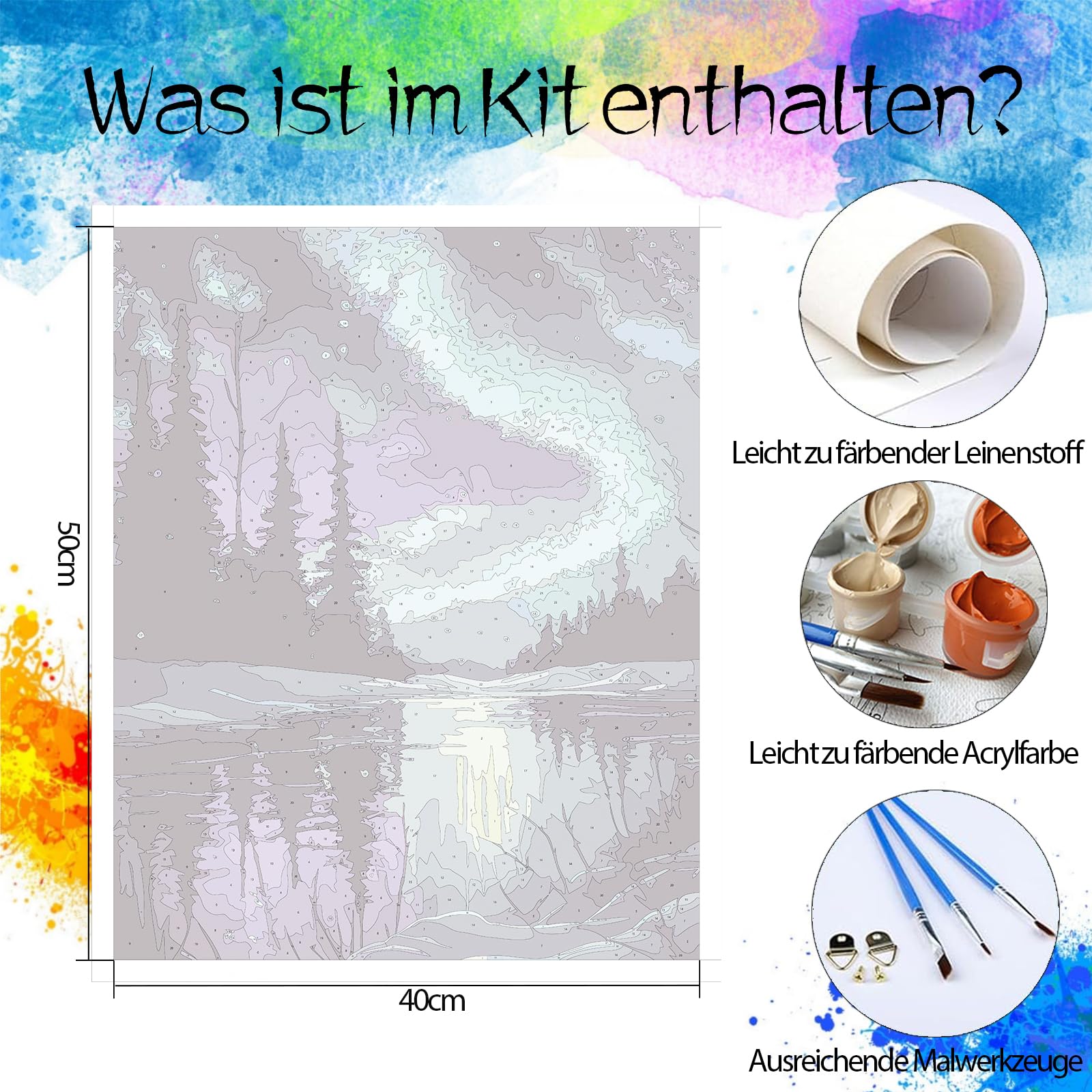 Dipingere Con Numeri Adulti Kit Dipingere Con I Numeri Per Adulti - Tela 40x50 Cm Con Colori Acrilici E Pennelli Paint Numbers Adulti