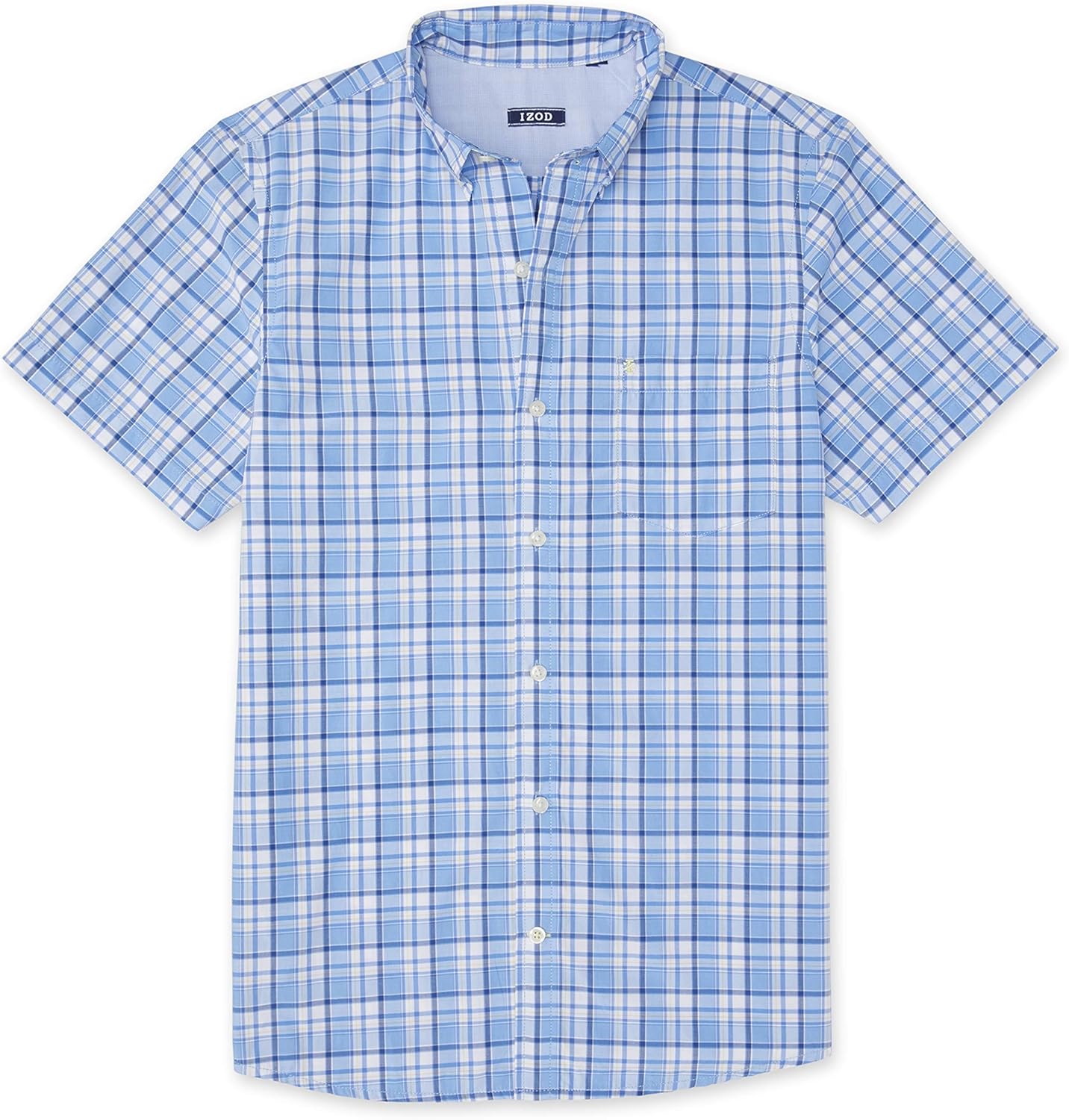 IZOD Men's Breeze Short Sleeve Button Down Plaid Shirt Small Little Boy Blue Legacy 1