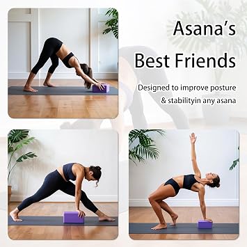 2 Yoga Blocks Supportive Accessories including 2 Knee Pads, 2 With Strap To Put Less Weight On Wrists, 1 Muscle Massage Roller, 2 Pair of Non-Slip Pilates Socks, 1 GYM Bag, Durable Versatile Yoga Brick Exercise Set of 10
