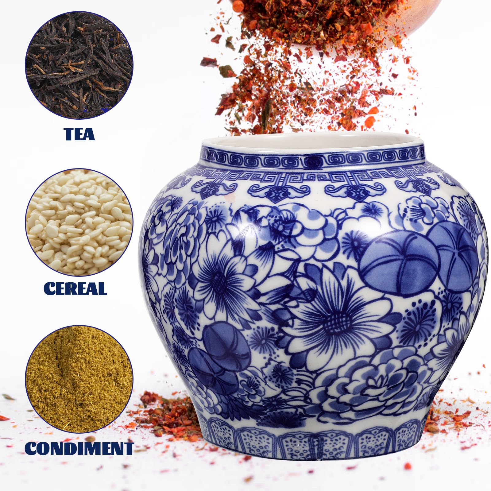 jojofuny Contenedor de Cerámica Plata Diseño Clásico y Detalles Redondeados Fácil de Limpiar para Almacenar Té y Adecuado para Uso en Cocina