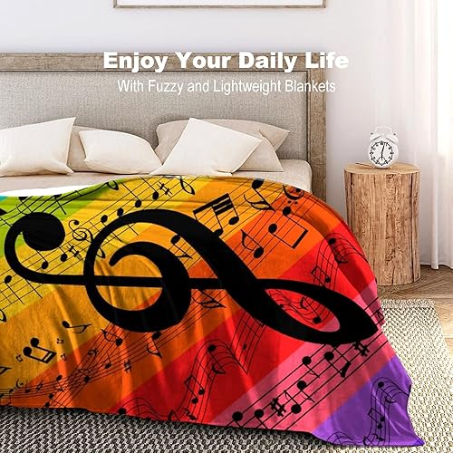 Miniatura 5 de Manta de franela con notas musicales abstractas con piano, para sofá, cama, oficina, todas las estaciones, 60 x 50 pulgadas