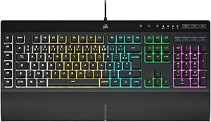 CORSAIR K55 RGB PRO Clavier de Jeu Filaire à Membrane – IP42 Résistant à la Poussière et Aux éclaboussures – 6 Touches Macro Intégration Elgato – Compatible iCUE – AZERTY FR – PC, Mac, Xbox – Noir
