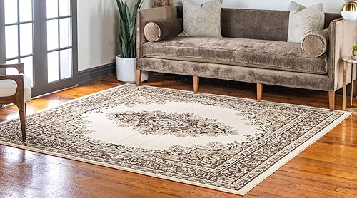 Vista 579 de Unique Loom Reza Collection- Alfombra, Polipropileno, Marrón Marrón/ marfil