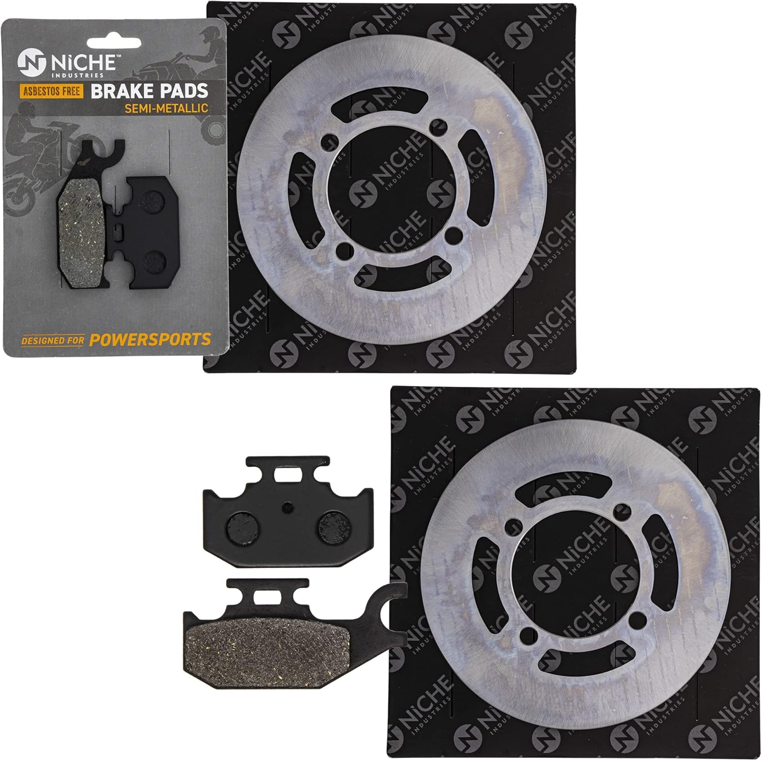 NICHE Front Brake Rotor Pad Semi Metallic Kit For Suzuki King Quad 400 59100-31860 59100-31880 59100-31850 59211-38F20