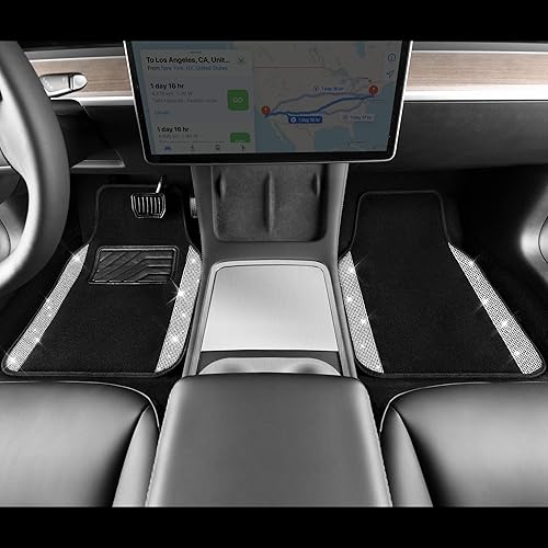 Miniatura 8 de CAR PASS Alfombra de diamantes de imitación brillantes, tapetes de piso de coche con purpurina brillante con diamantes de imitación, fundas de