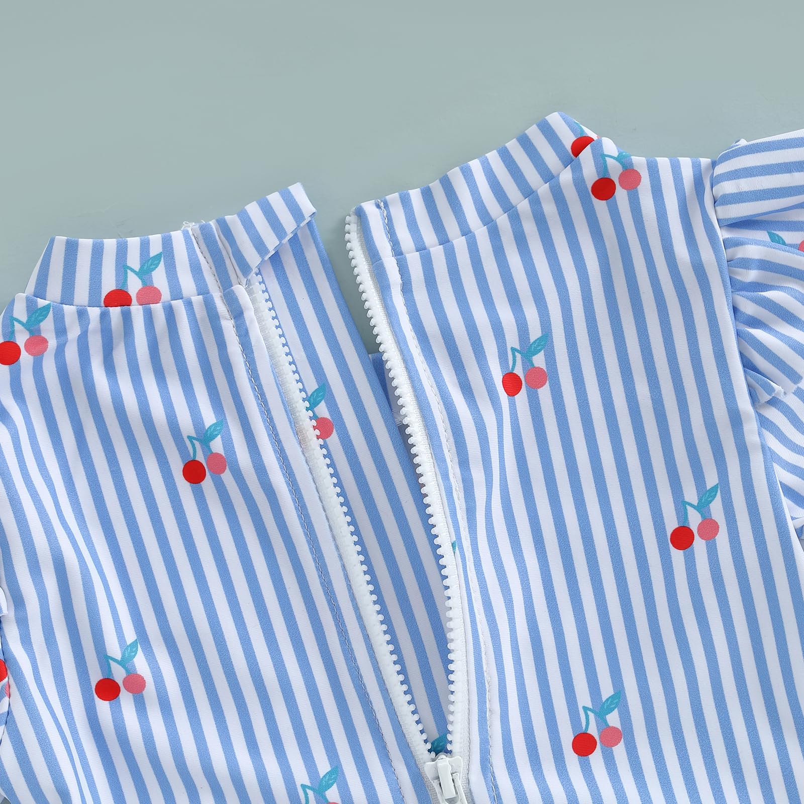 Maillot de Bain 2Pcs Bébé Fille Imprimé Ensemble Maillots de Bain à Manches Longues Mailllots Une Pièce avec Chapeau Tenue Maillots 3 Mois-3 Ans