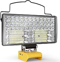 Vista 9 de Ecarke 2 PCS Luz de Trabajo LED Inalámbrica Compatible con DeWALT 20V: 70W 7000LM Linterna con USB y Puerto de Salida de Carga Tipo-C, Luz