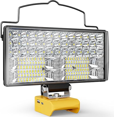 Vista 9 de Ecarke 2 PCS Luz de Trabajo LED Inalámbrica Compatible con DeWALT 20V: 70W 7000LM Linterna con USB y Puerto de Salida de Carga Tipo-C, Luz