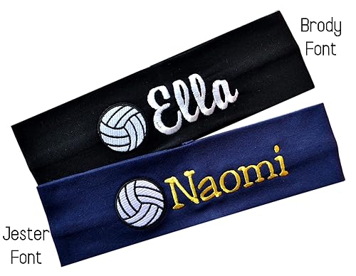 Miniatura 2 de Funny Girl Designs Personalizado Monograma Bordado Voleibol Parche Algodón Elástico Diadema