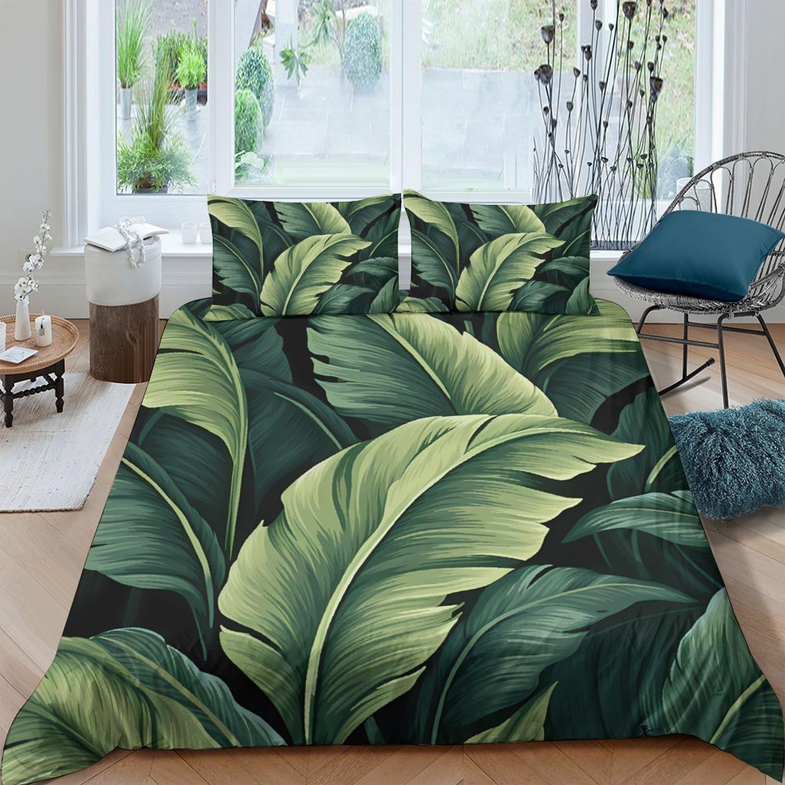 Ctjqhvkz Style-6 3D Printed Tropical Banana Leaf Fitted Sheet Microfiber Soft Green Botanical Mattress Cover For Bedroom Guest Room Decor Single（135X200cm）