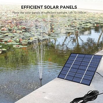 Solar Fountain Pump Kit with Separate Solar Panel,Floating Fountain with 3 M Long Cable & 5 Nozzles Solar Solar Powered Water Feature for Bird Bath, Fish Tank,Pond or Garden Decoration (Black)