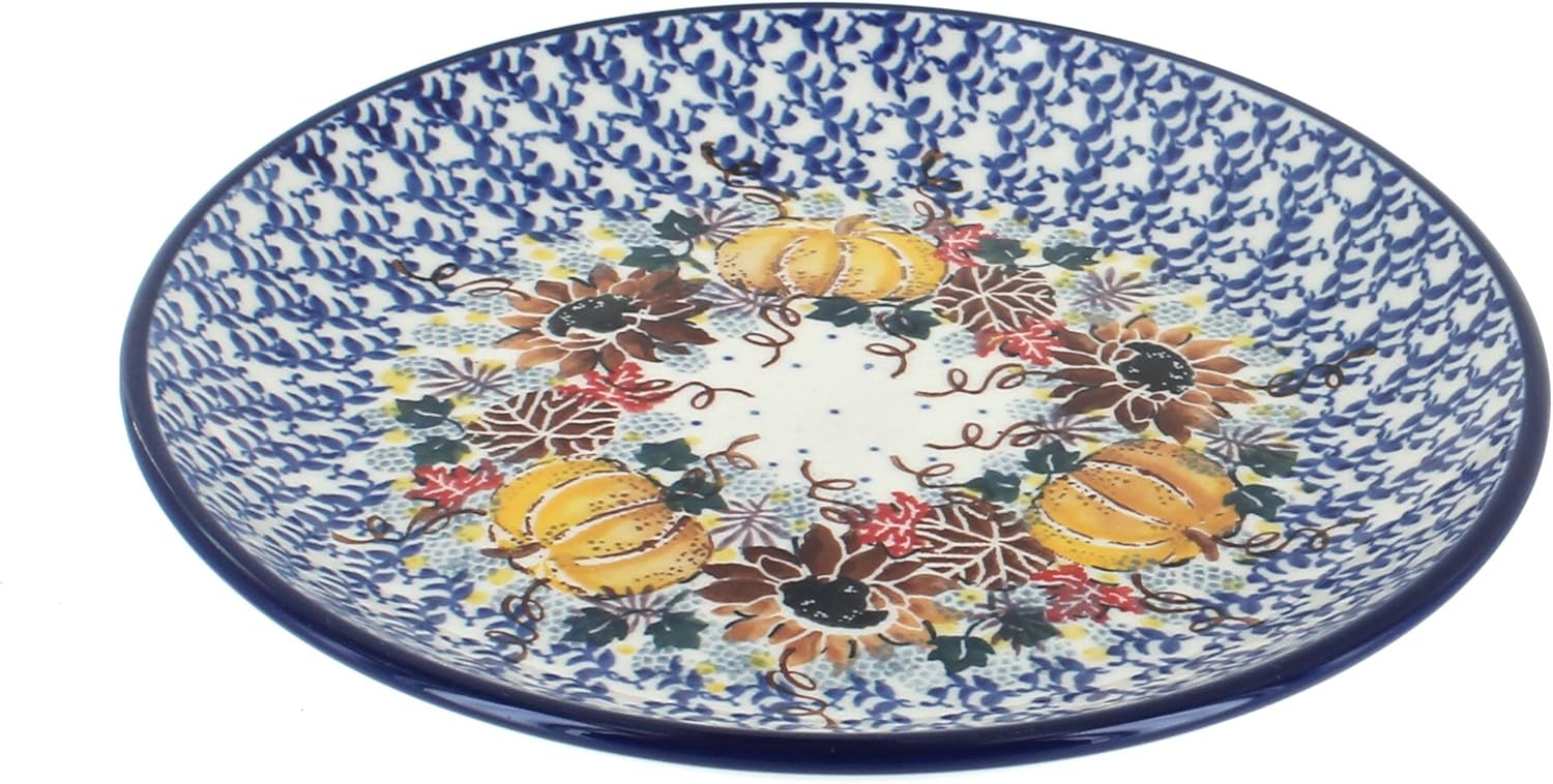 Blue Rose Polish Pottery - Blue Eliza Dessert Plate - 7.75" Diameter - Beautiful Plate for Cake, Appetizers, or Snacks