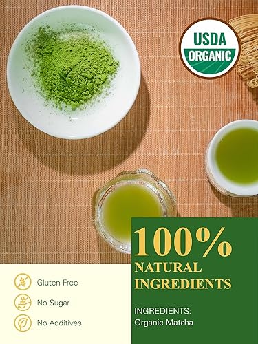 Miniatura 2 de GLDNT Polvo de té verde matcha orgánico, polvo de matcha orgánico de primera cosecha, matcha de grado culinario para batidos, lattes y hornear, 3.5