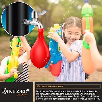 KESSER Solar Garden Shower Arch Including Metal Shower Shelf + Protective Cover Warm Water | 20 Litres | Max. 60C | Pool Shower Camping | Rain Shower Head & Tap | Garden Hose Connection