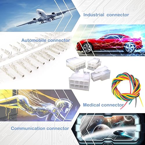 Miniatura 5 de Gikfun Terminal de carcasa de conectores de cable de 0.165 in, 18-24 AWG, 2 x 2 x 4 pines, carcasa de enchufe macho y hembra y 200 piezas de