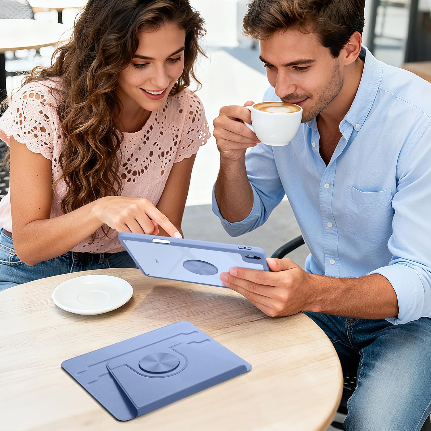 Wenlaty for iPad Air 11 inch Case (M4/M3/M2) & Air 5th/4th Generation Case 10.9 inch,for iPad Pro 11" 4/3/2/1 Gen,360° Rotating Cover, Detachable Magnetic Back,Pencil Holder, Auto Sleep/Wake,Bluemist