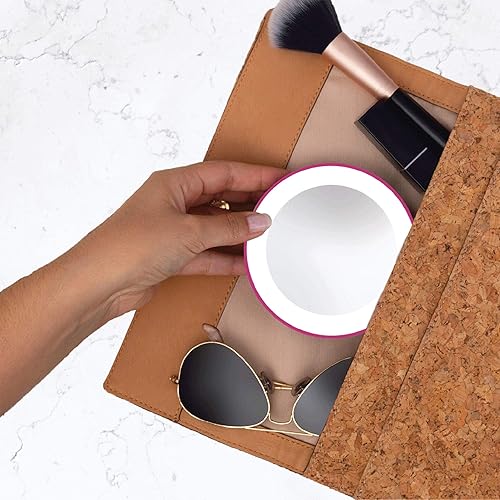 Miniatura 6 de Zadro Espejo de maquillaje de belleza de montaje de ventosa con iluminación LED de aumento compacto 10X, rosa