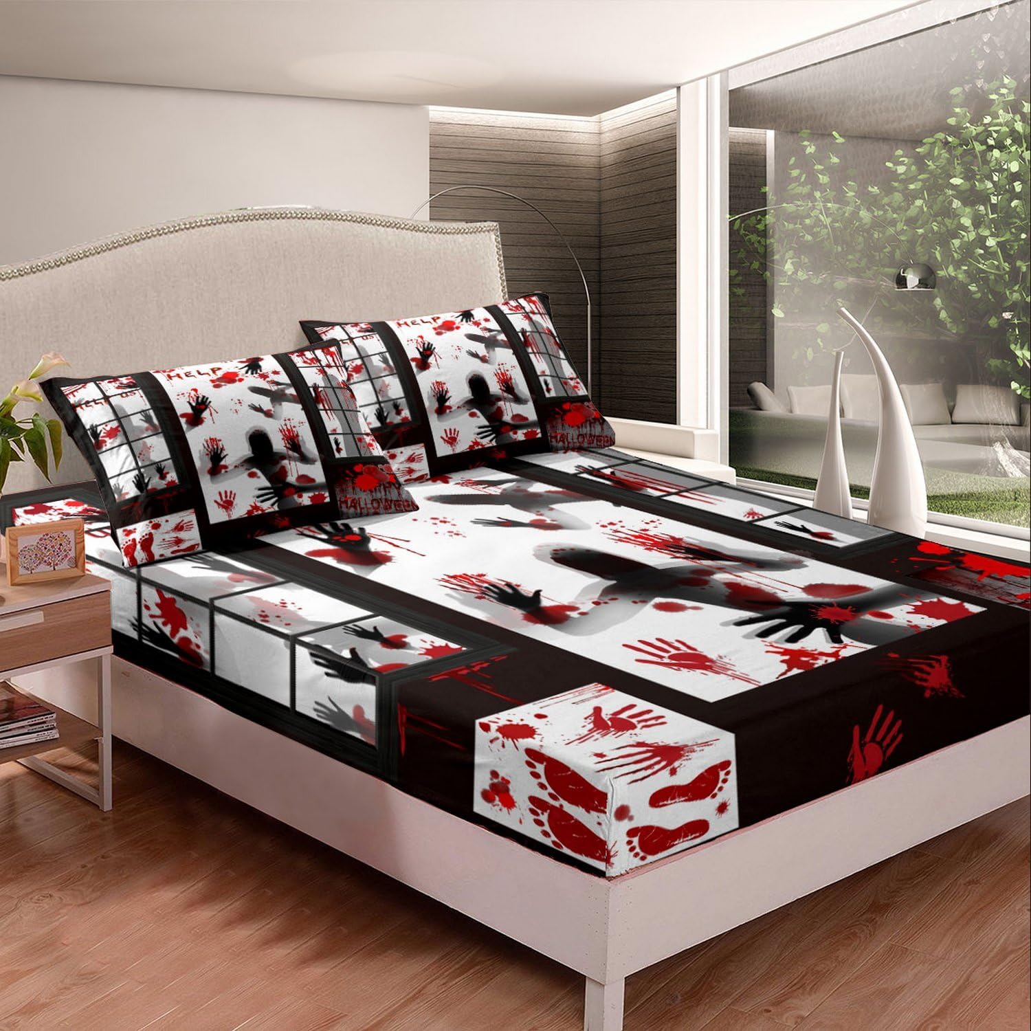 Feelyou Halloween Bed Sheet Set Twin Size Boys Girls Giant