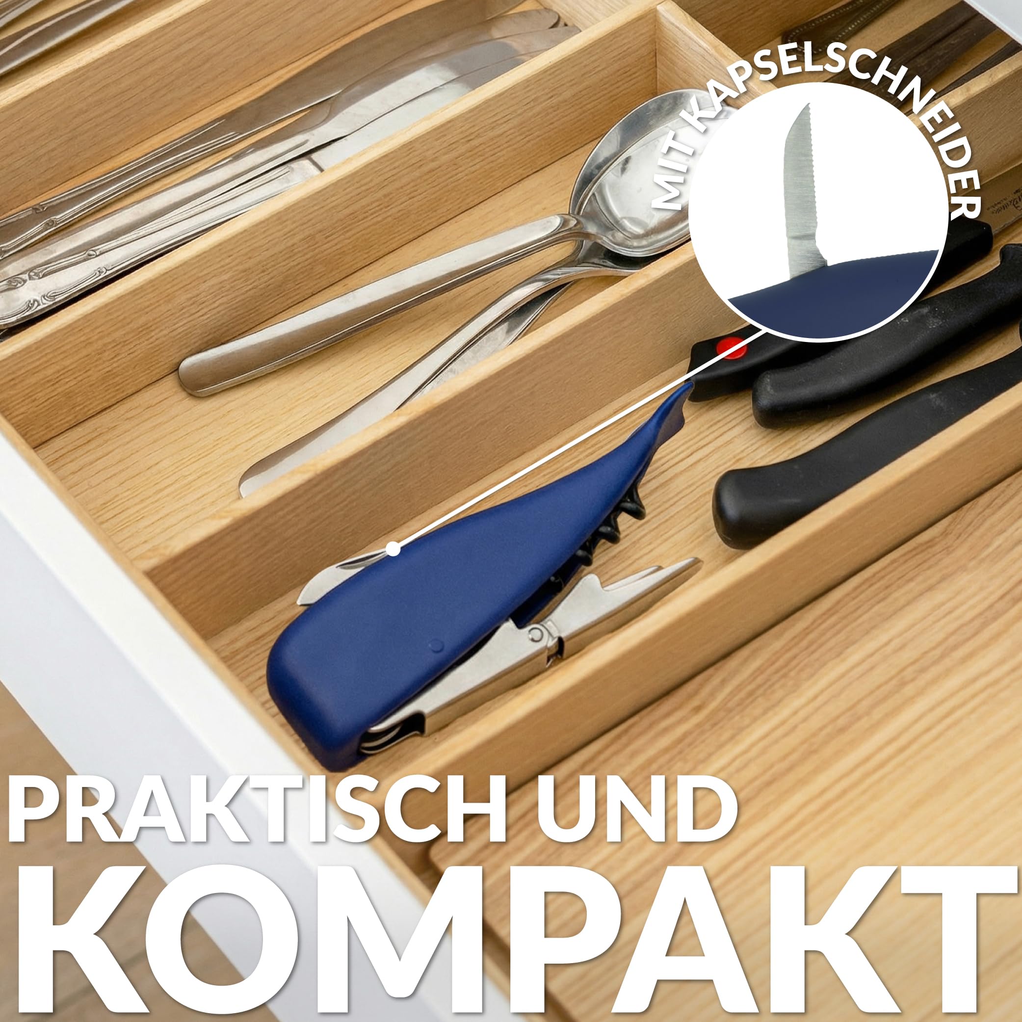 Fisura – Korkenzieher in Wal-Form, Weinöffner aus Edelstahl mit Folienschneider, origineller Flaschenöffner für Wein und Bier, Geschenkidee für Weinliebhaber