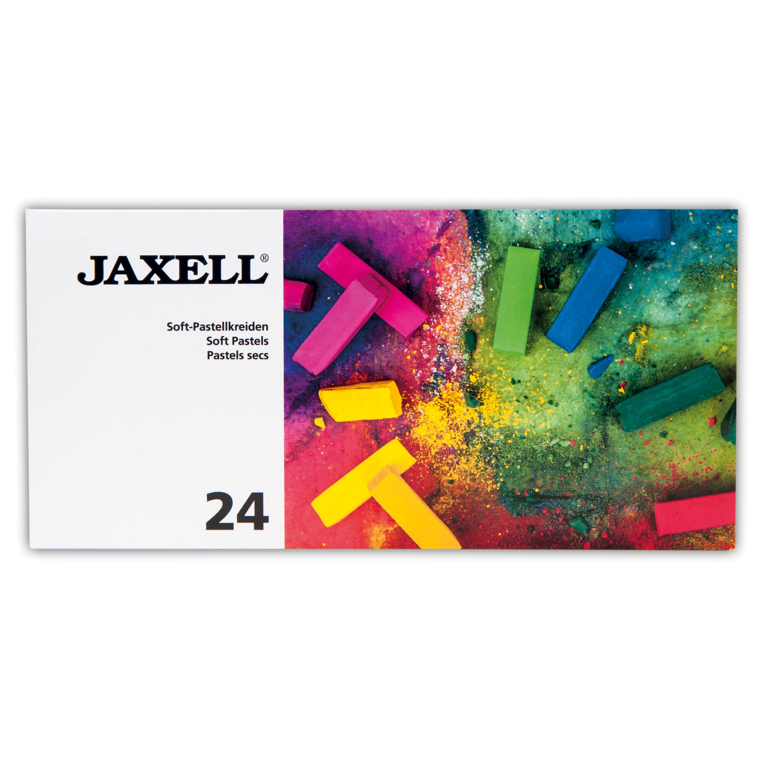 Honsell 14-99890 - Pastellfarbenset "Pastelli" - Künstler Set, Schwarze Aufbewahrungsbox mit 24 Soft-Pastellkreiden, Zeichenzubehör-Set und einem Zeichenblock in DIN A4