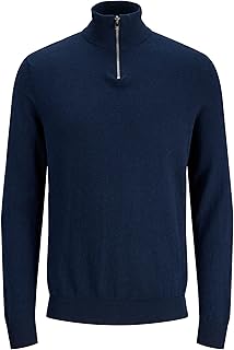 JACK & JONES Sudadera Fina de Punto con Cuello Alto y Cremallera para Hombre